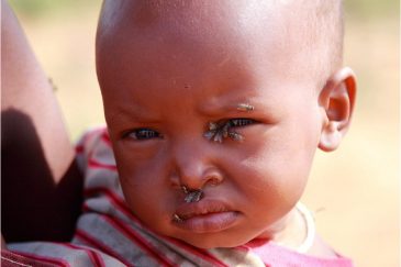 Ребенок масаи и мухи