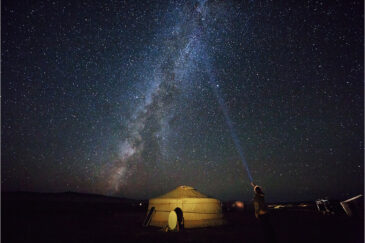 Звезды и юрты в пустыне Гоби