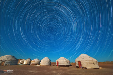 Звездные дорожки и юрты в пустыне Кызылкум